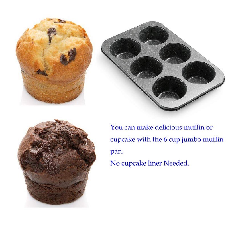 Monfish extra large muffin pan jumbo cupcake tray Carbon steel stone finish 3.5 inch cup - Image 4